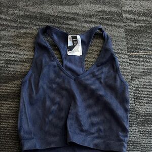 Women's Navy Ribbed Tank Top